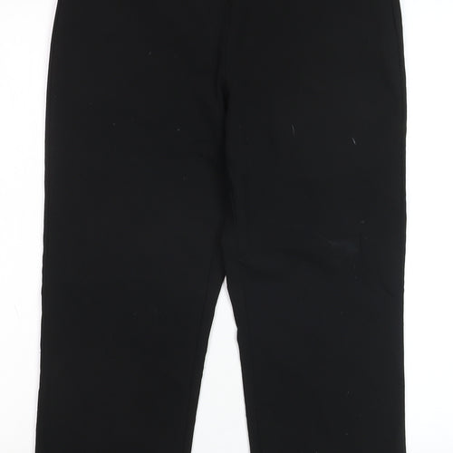 Dunnes Womens Black Cropped Trousers M Elastic Waist Cotton Blend