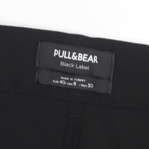 Pull & Bear Womens Black Regular Fit Straight Leg Trousers Size 12