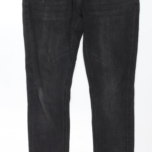 Kingpin Mens Black Skinny Fit Stretch Denim Jeans 32R