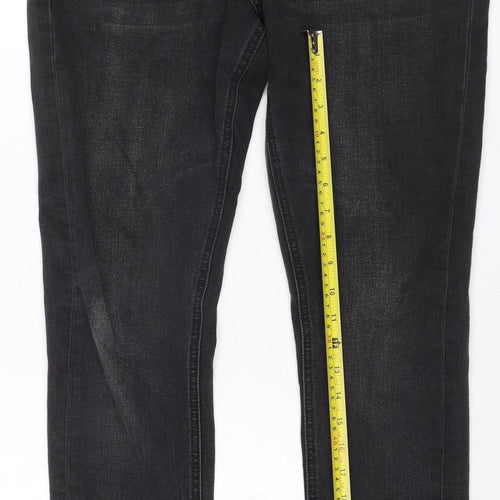 Kingpin Mens Black Skinny Fit Stretch Denim Jeans 32R