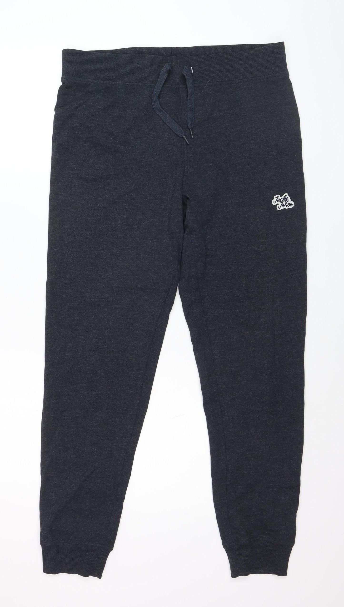 Jack & Jones Men Black Jogger Sweatpants M Cotton Blend Activewear