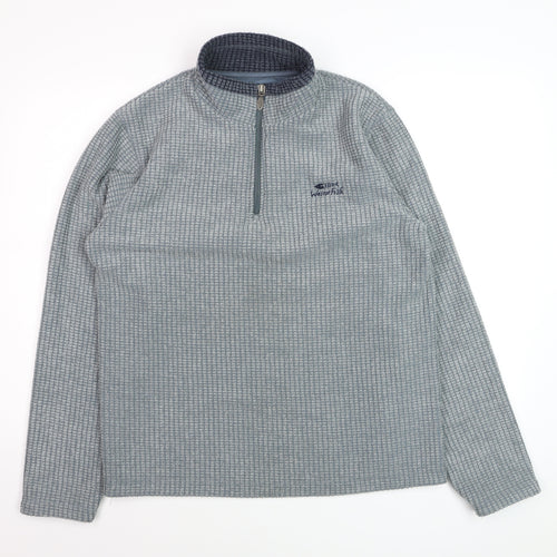 Weird Fish Men's Grey Waffle Knit 1/4 Zip Fleece Jumper M