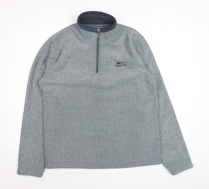 Weird Fish Men's Grey Waffle Knit 1/4 Zip Fleece Jumper M