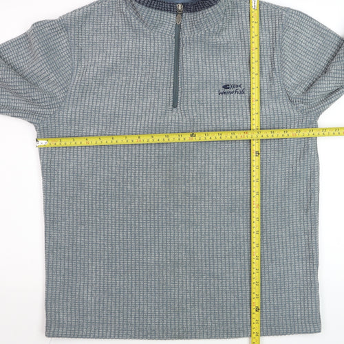 Weird Fish Men's Grey Waffle Knit 1/4 Zip Fleece Jumper M