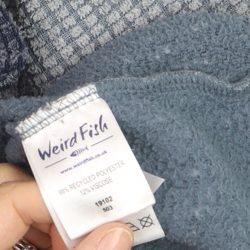 Weird Fish Men's Grey Waffle Knit 1/4 Zip Fleece Jumper M