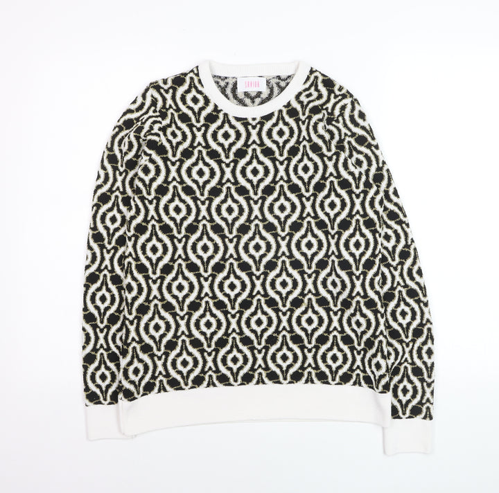 Savida Women’s Black & White Geometric Knit Jumper Size 12