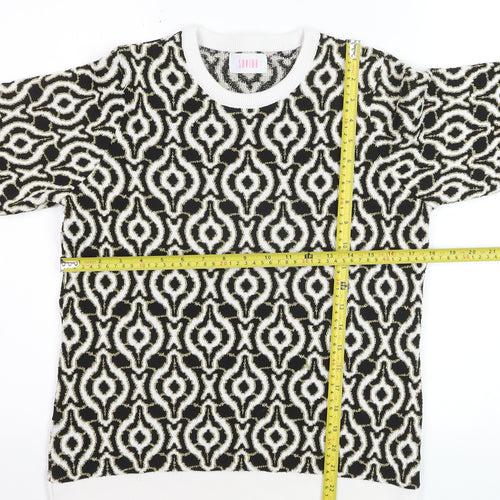 Savida Women’s Black & White Geometric Knit Jumper Size 12