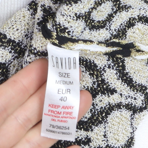 Savida Women’s Black & White Geometric Knit Jumper Size 12