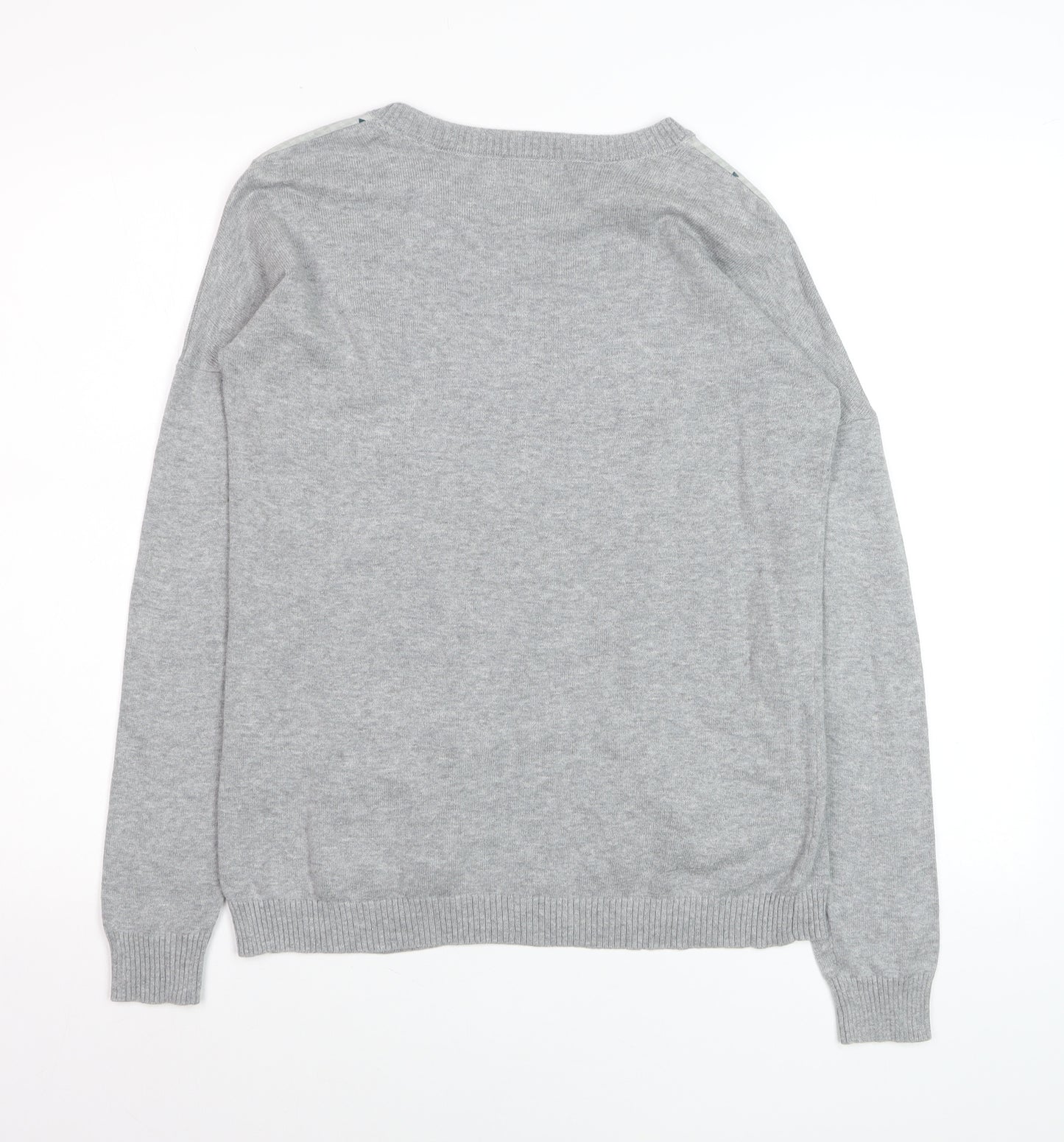 Indi & Cold Women's Grey Geometric Knit Pullover Jumper Size S