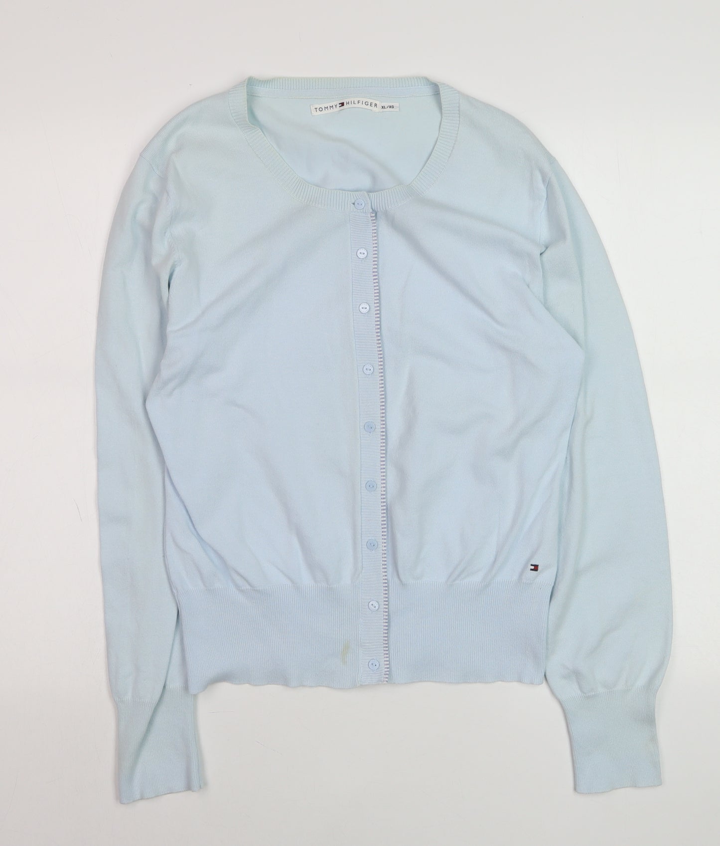 Tommy Hilfiger Women's Blue Cotton Knit Cardigan XL