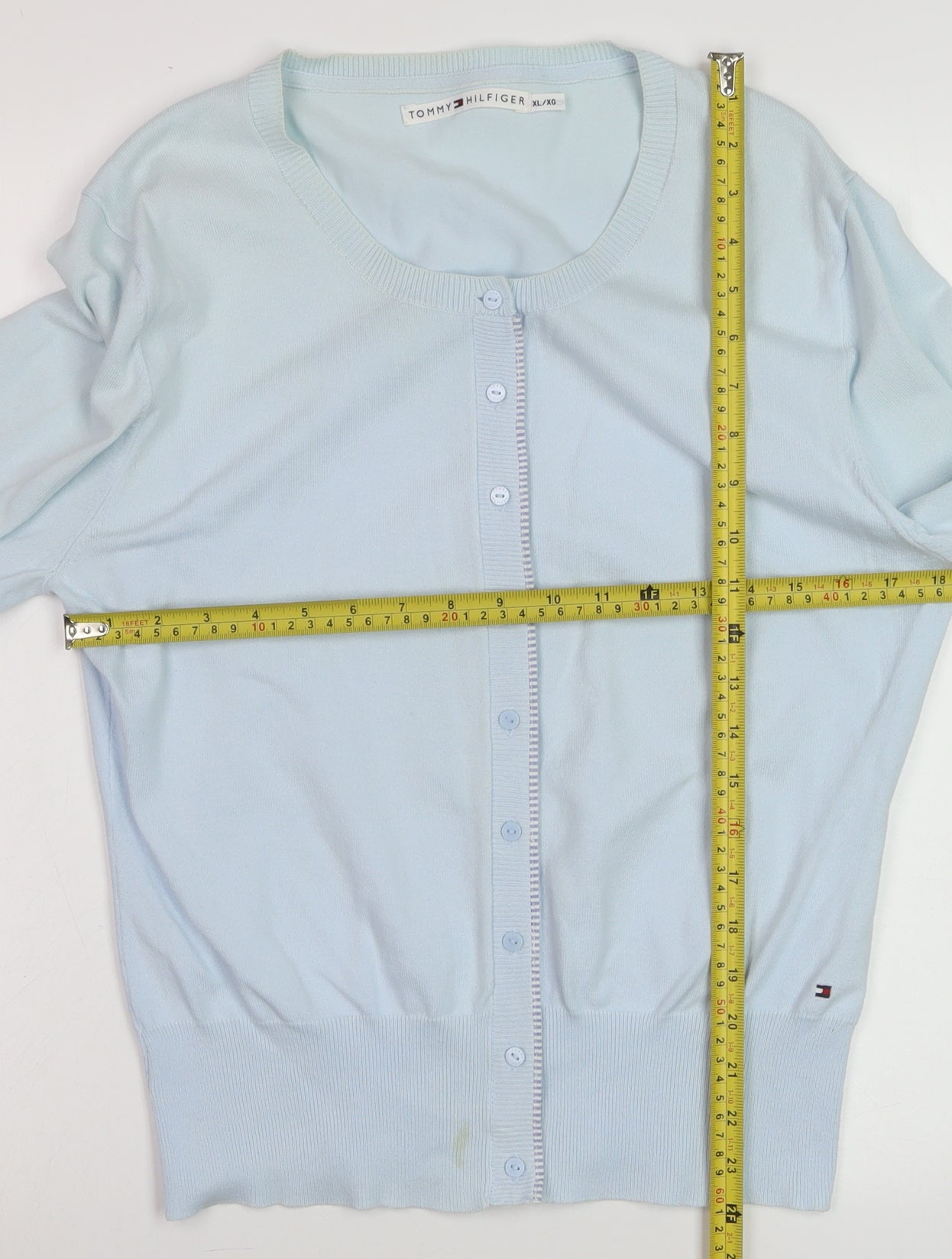 Tommy Hilfiger Women's Blue Cotton Knit Cardigan XL