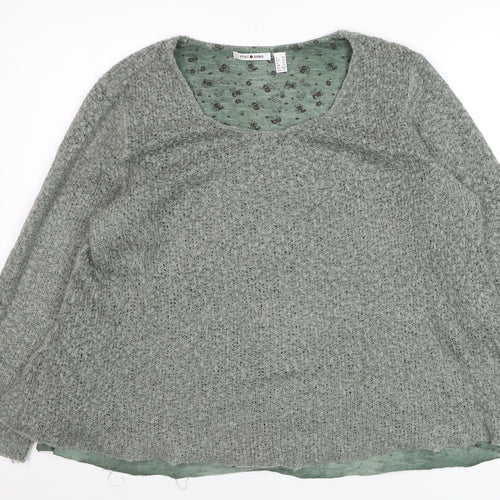 Punt Roma Women Green Knit Long Sleeve Pullover Jumper XL