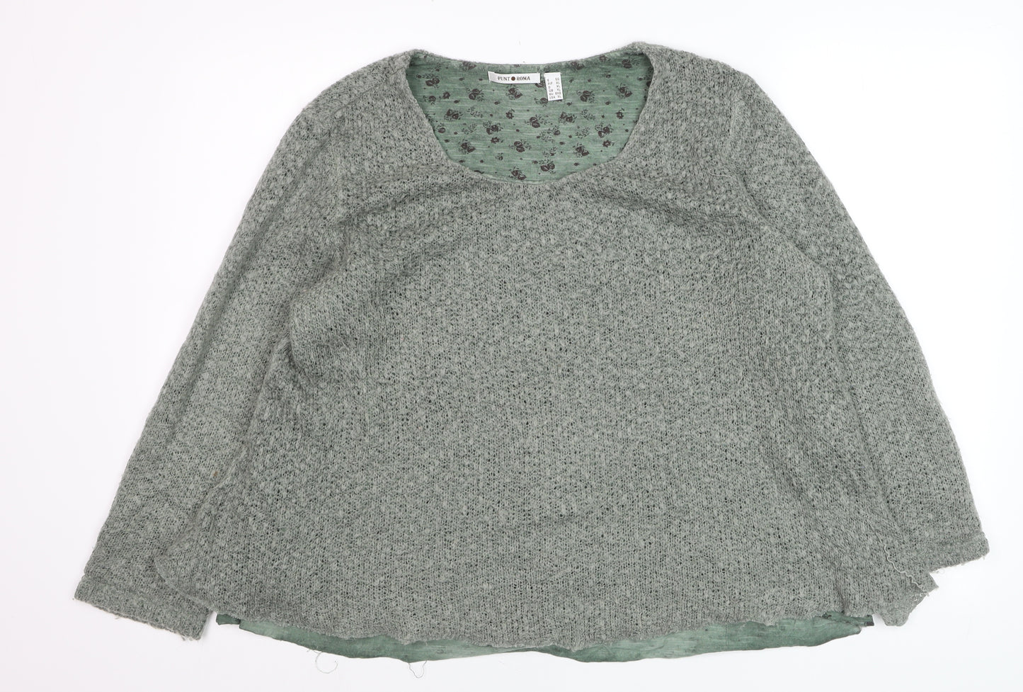 Punt Roma Women Green Knit Long Sleeve Pullover Jumper XL