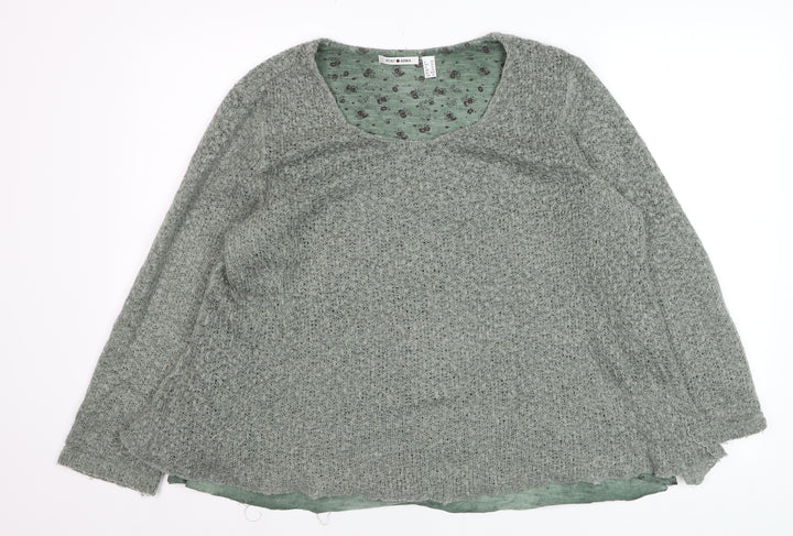 Punt Roma Women Green Knit Long Sleeve Pullover Jumper XL