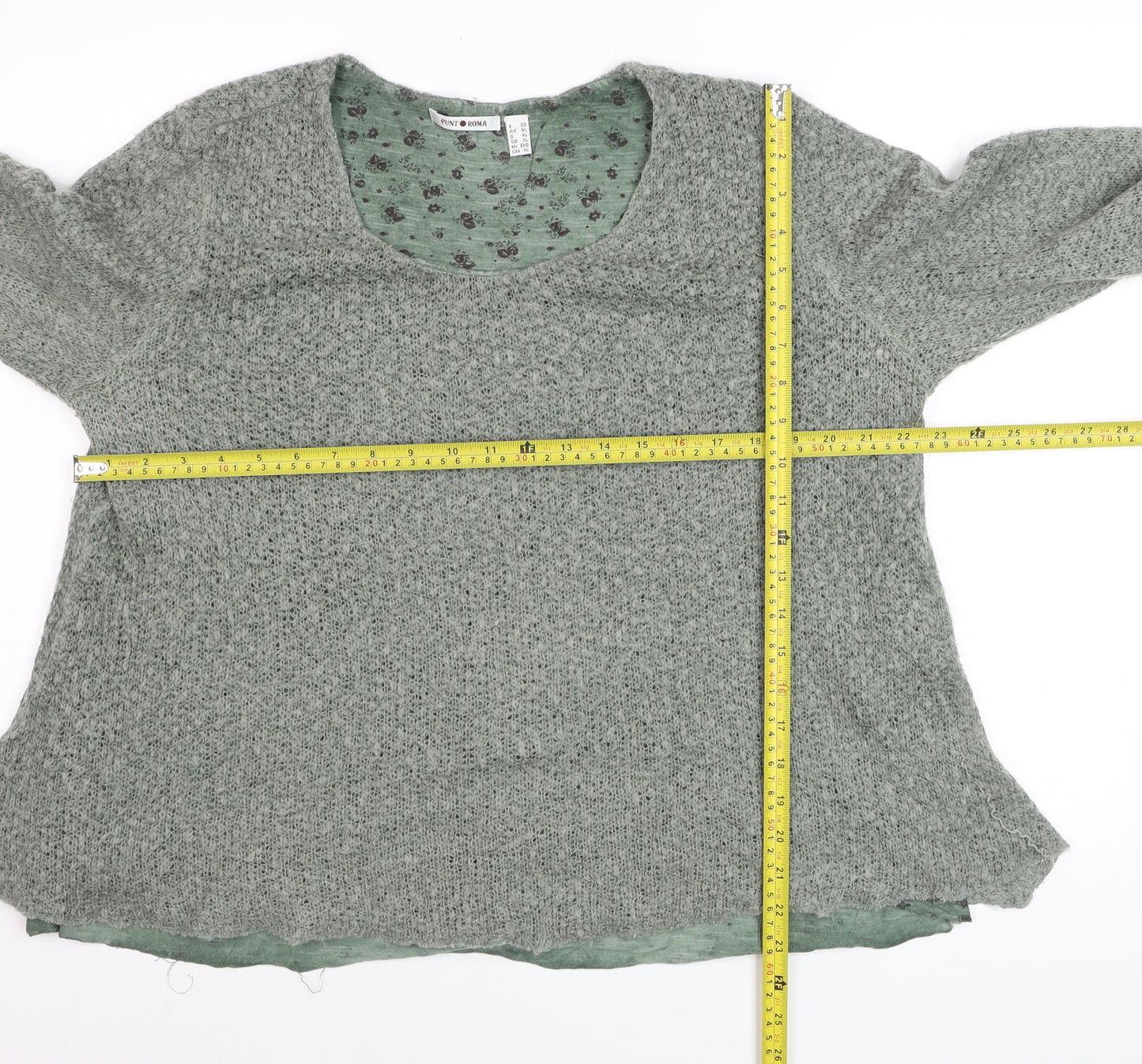 Punt Roma Women Green Knit Long Sleeve Pullover Jumper XL