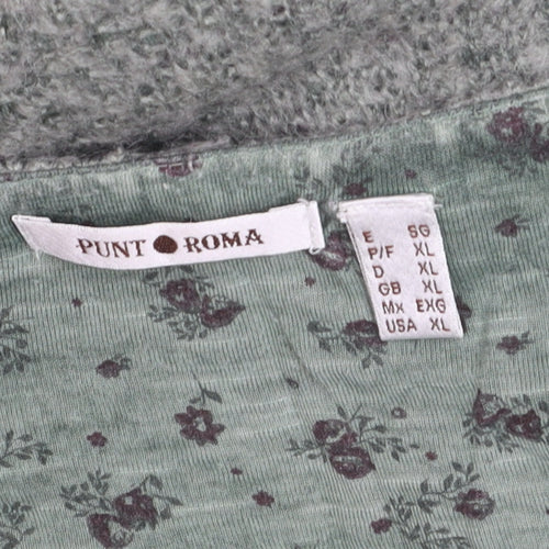 Punt Roma Women Green Knit Long Sleeve Pullover Jumper XL