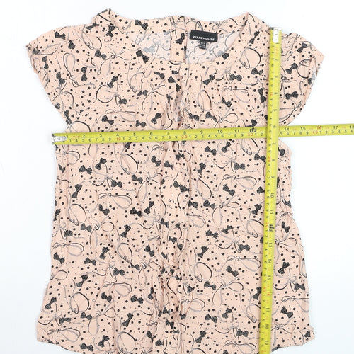 Warehouse Women's Pink Floral Ruffle Blouse Size 10