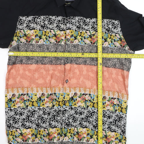 FRIO Womens Multicoloured Floral Stripe Cotton Button-Up Shirt XL