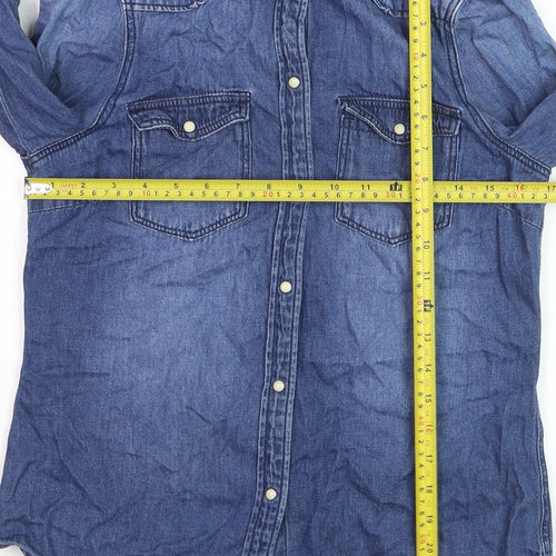 Vero Moda Women's Blue Denim Button-Up Long Sleeve Shirt S