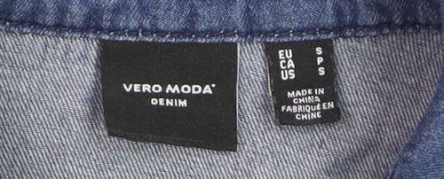 Vero Moda Women's Blue Denim Button-Up Long Sleeve Shirt S