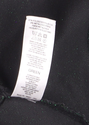 Gallery Women’s Green Glitter Mock Neck Long Sleeve Pullover Jumper Size 8