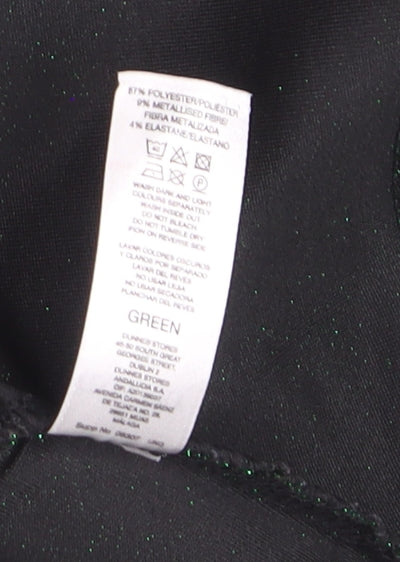 Gallery Women’s Green Glitter Mock Neck Long Sleeve Pullover Jumper Size 8