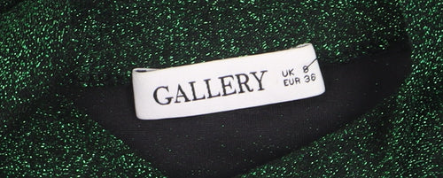 Gallery Women’s Green Glitter Mock Neck Long Sleeve Pullover Jumper Size 8