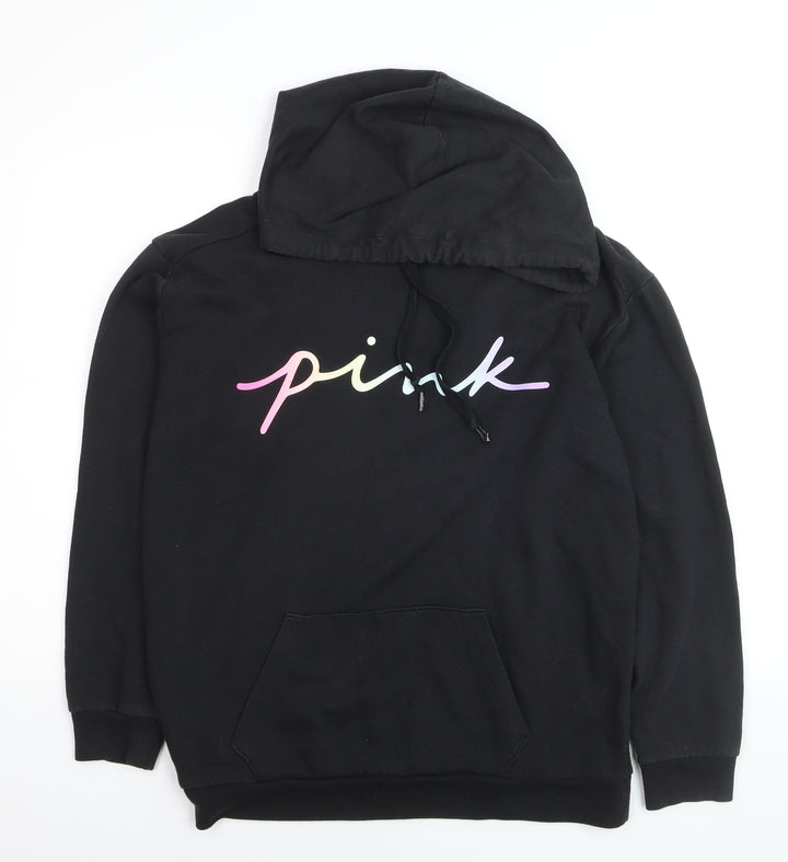Victoria’s Secret PINK Unisex Black Pullover Hoodie M Logo Fleece