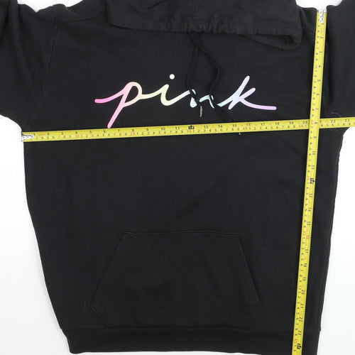 Victoria’s Secret PINK Unisex Black Pullover Hoodie M Logo Fleece