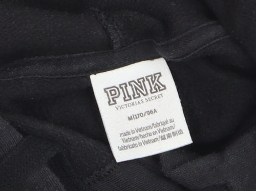 Victoria’s Secret PINK Unisex Black Pullover Hoodie M Logo Fleece