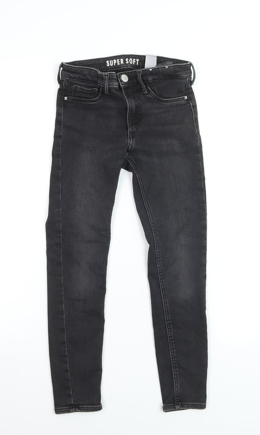 H&M Girls Black Super Soft Skinny Jeans 7-8 Years