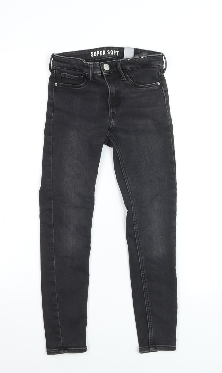 H&M Girls Black Super Soft Skinny Jeans 7-8 Years