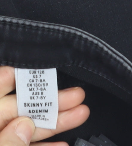H&M Girls Black Super Soft Skinny Jeans 7-8 Years