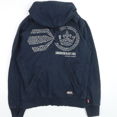 Crosshatch Black Label Men's Blue Pullover Hoodie L Graphic Print