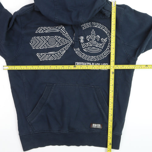 Crosshatch Black Label Men's Blue Pullover Hoodie L Graphic Print