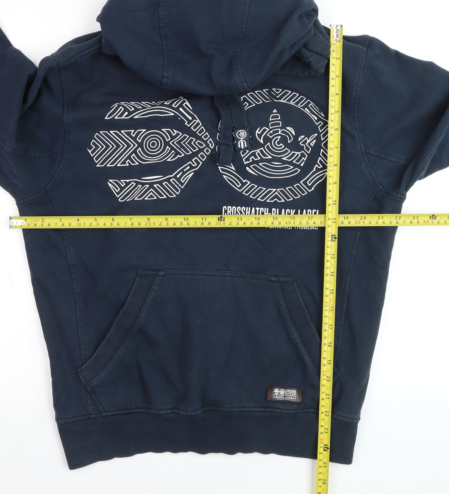 Crosshatch Black Label Men's Blue Pullover Hoodie L Graphic Print