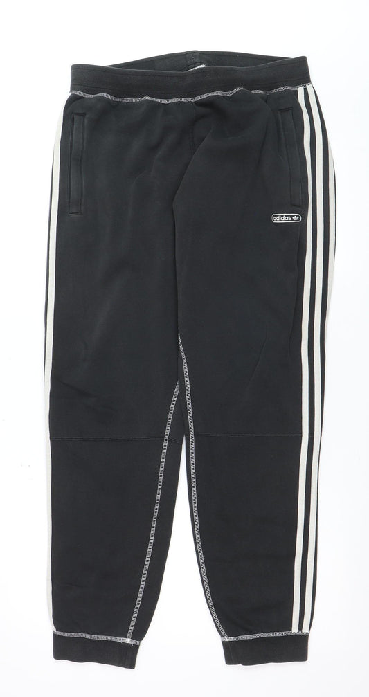 Adidas Mens Black Jogger Trousers L Fleece Regular Fit