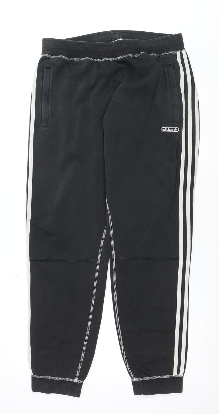 Adidas Mens Black Jogger Trousers L Fleece Regular Fit