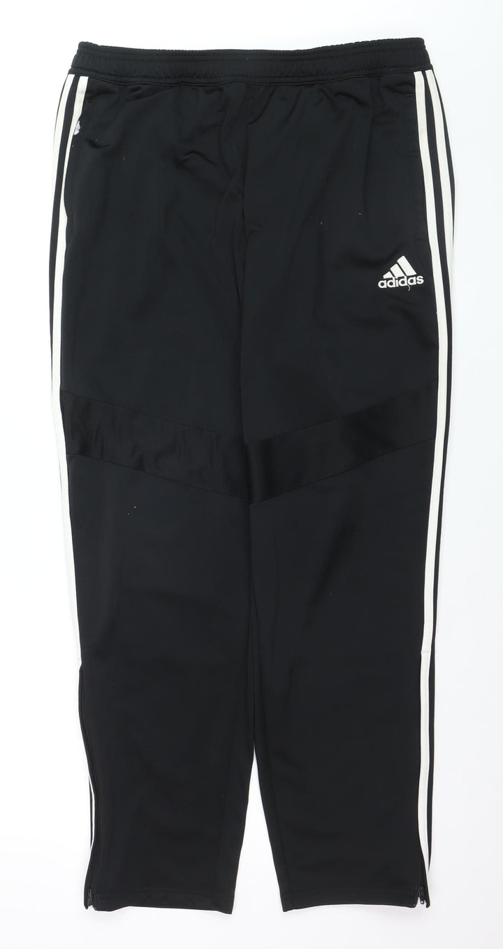 Adidas Men Black Track Pants L Regular Fit Sports Tapered Trousers