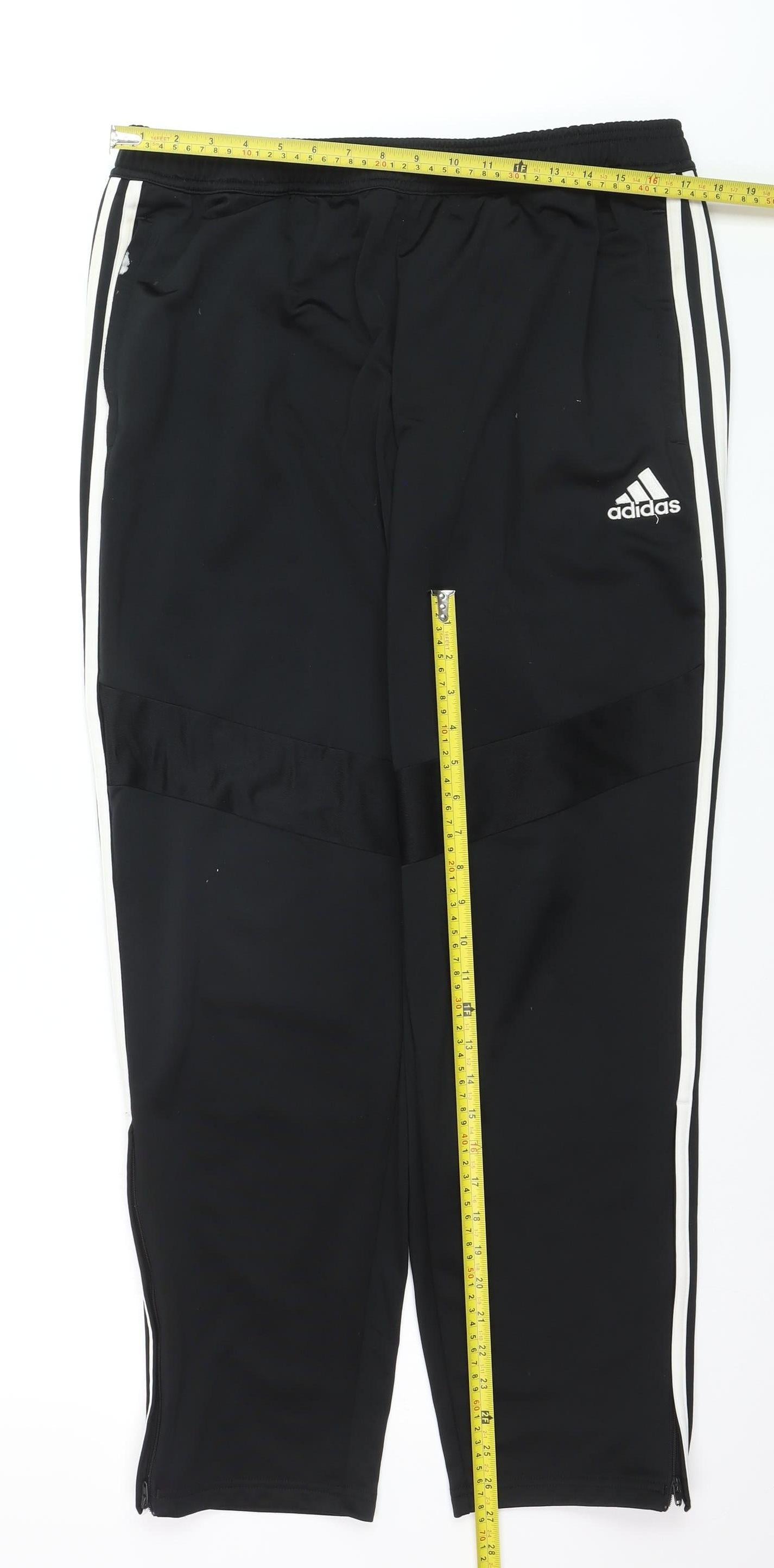 Adidas Men Black Track Pants L Regular Fit Sports Tapered Trousers