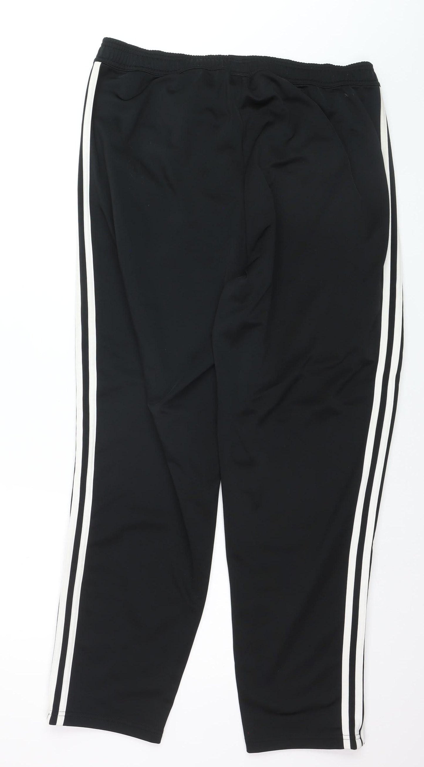 Adidas Men Black Track Pants L Regular Fit Sports Tapered Trousers