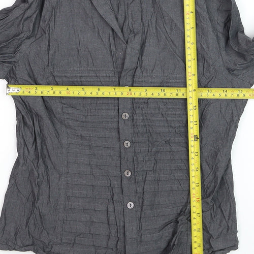 Tracy M Men's Grey Cotton Long Sleeve Button-Up Shirt S