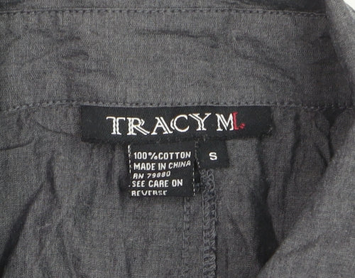 Tracy M Men's Grey Cotton Long Sleeve Button-Up Shirt S
