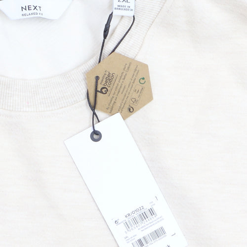 Next Men’s Beige 2XL Relaxed Fit Crew Neck Sweatshirt
