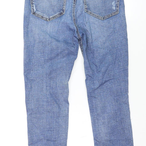 Stradivarius Women Blue Size 10 Distressed Super High Waist Skinny Jeans