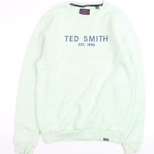 Ted Smith Men's Green XL Pullover Sweatshirt Crew Neck Logo