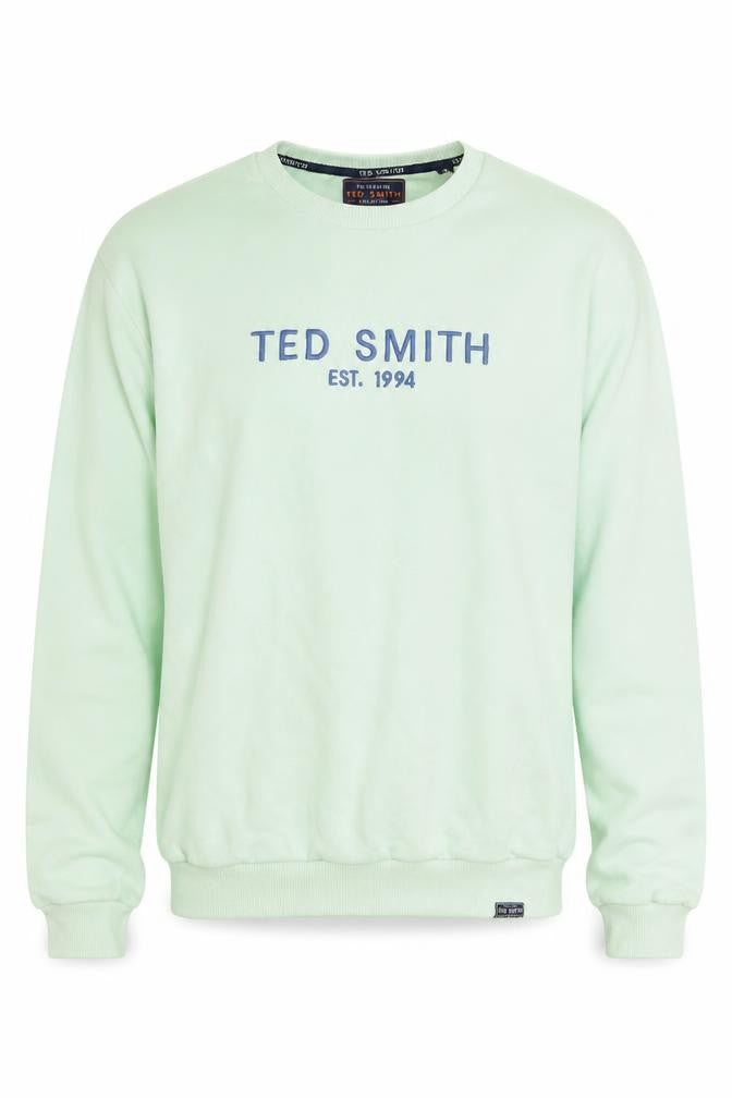 Front view of Ted Smith Men's Green XL Pullover Sweatshirt Crew Neck Logo