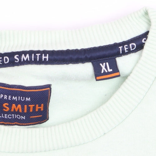 Ted Smith Men's Green XL Pullover Sweatshirt Crew Neck Logo