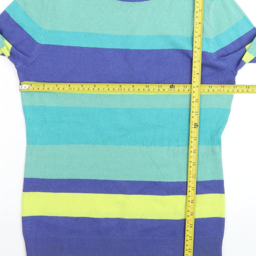 South Women’s Multicoloured Striped Acrylic Jumper UK 8 Crew Neck