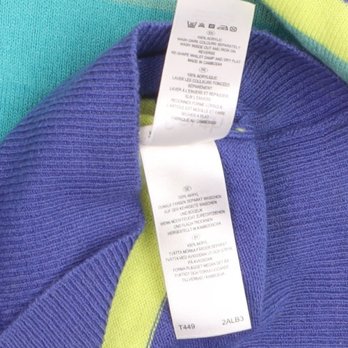 South Women’s Multicoloured Striped Acrylic Jumper UK 8 Crew Neck